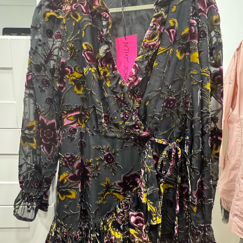 Betsey Johnson Floral Burnout Wrap Dress – NWT